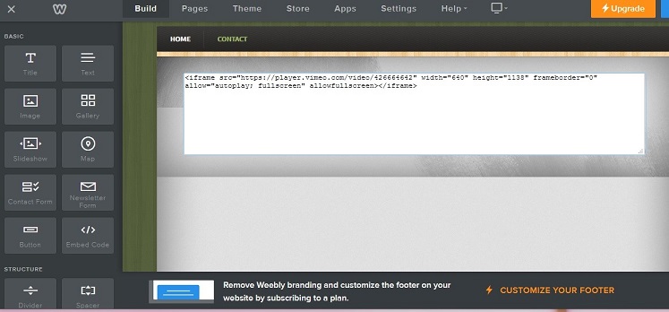 Weebly embed code